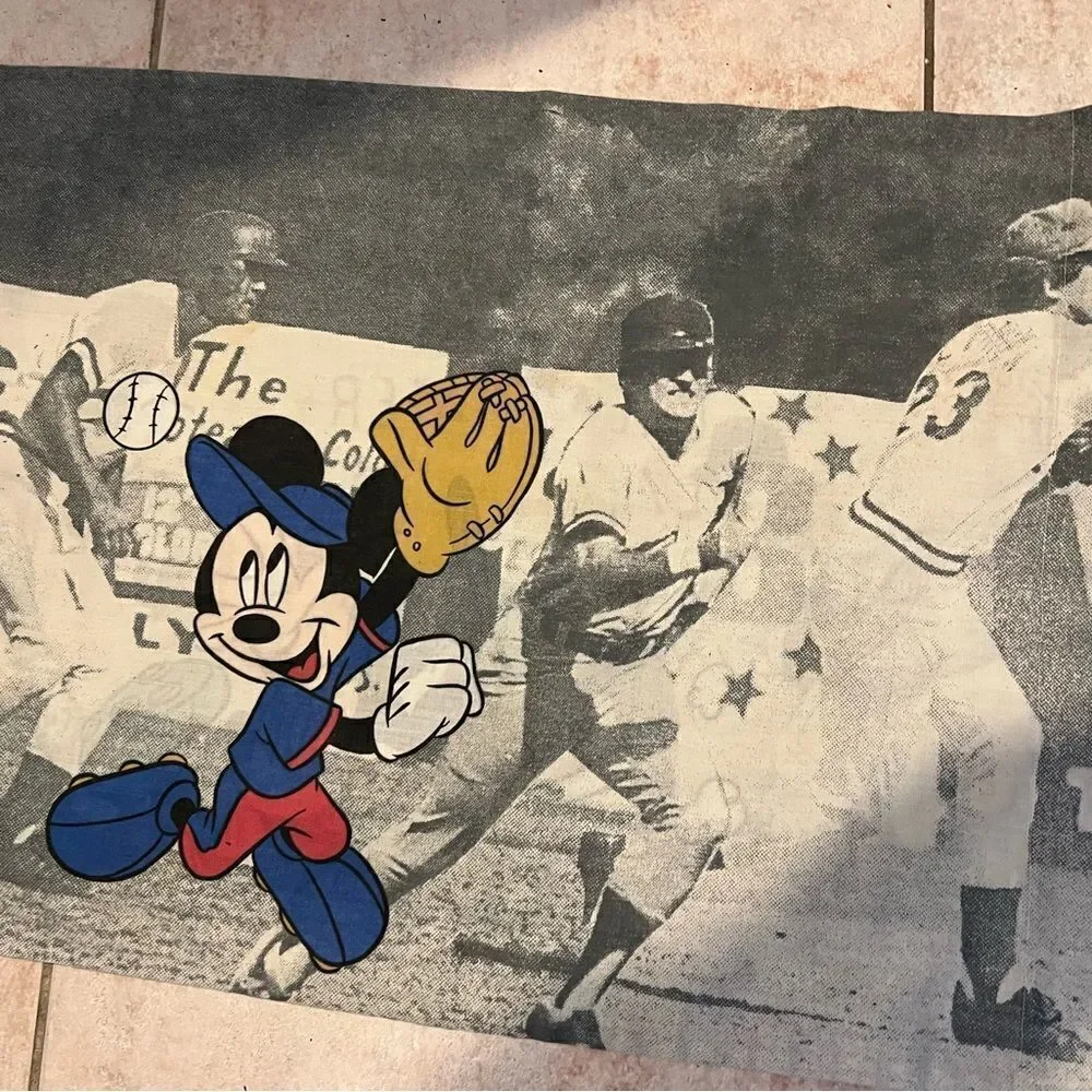 Vintage Mickey Mouse Pillowcase Disney baseball cleater edition